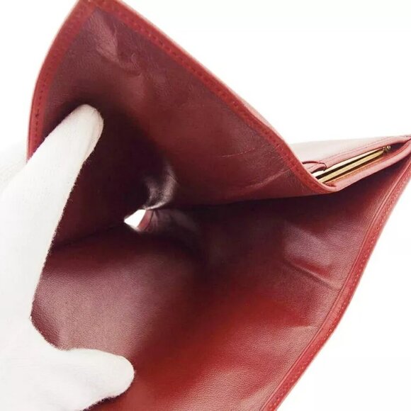 CARTIER Mason folding wallet Mastrin Bordeaux Leather Authentic USED - Picture 6 of 9